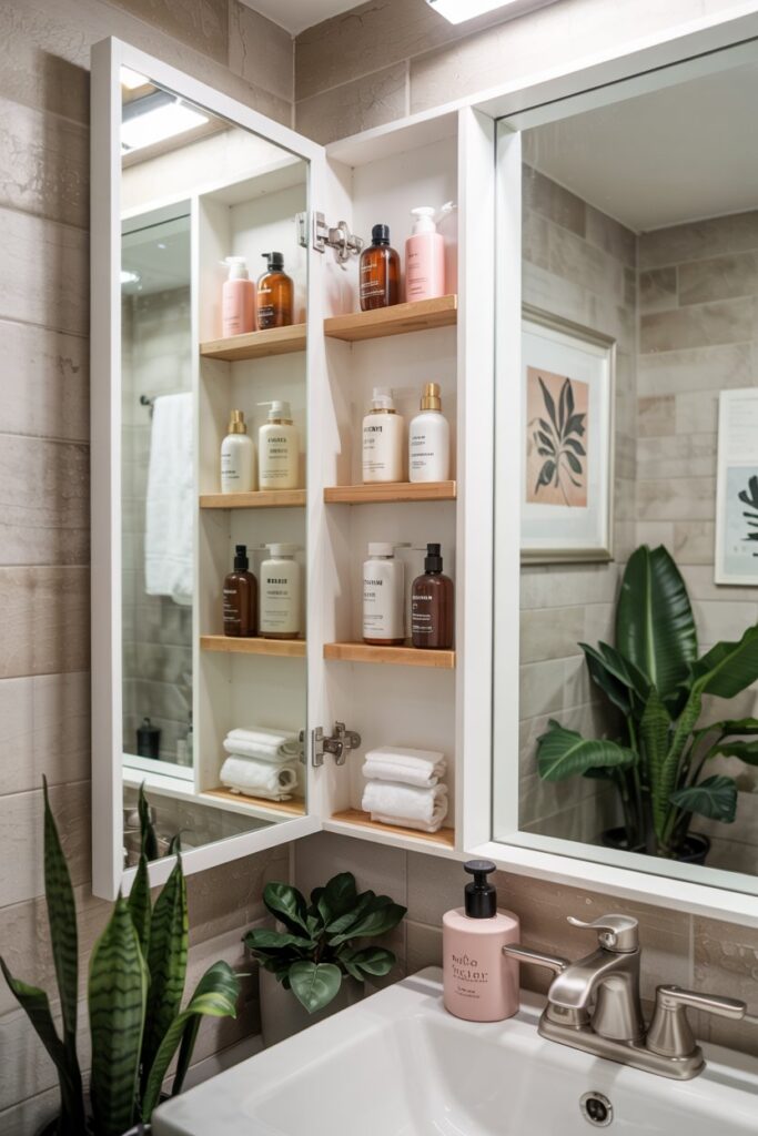 Hidden Storage Behind Bathroom Mirror