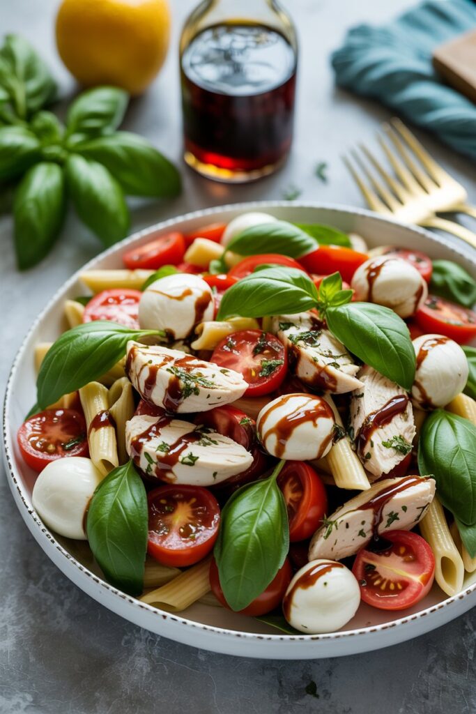 Chicken Caprese Pasta Salad Dinner