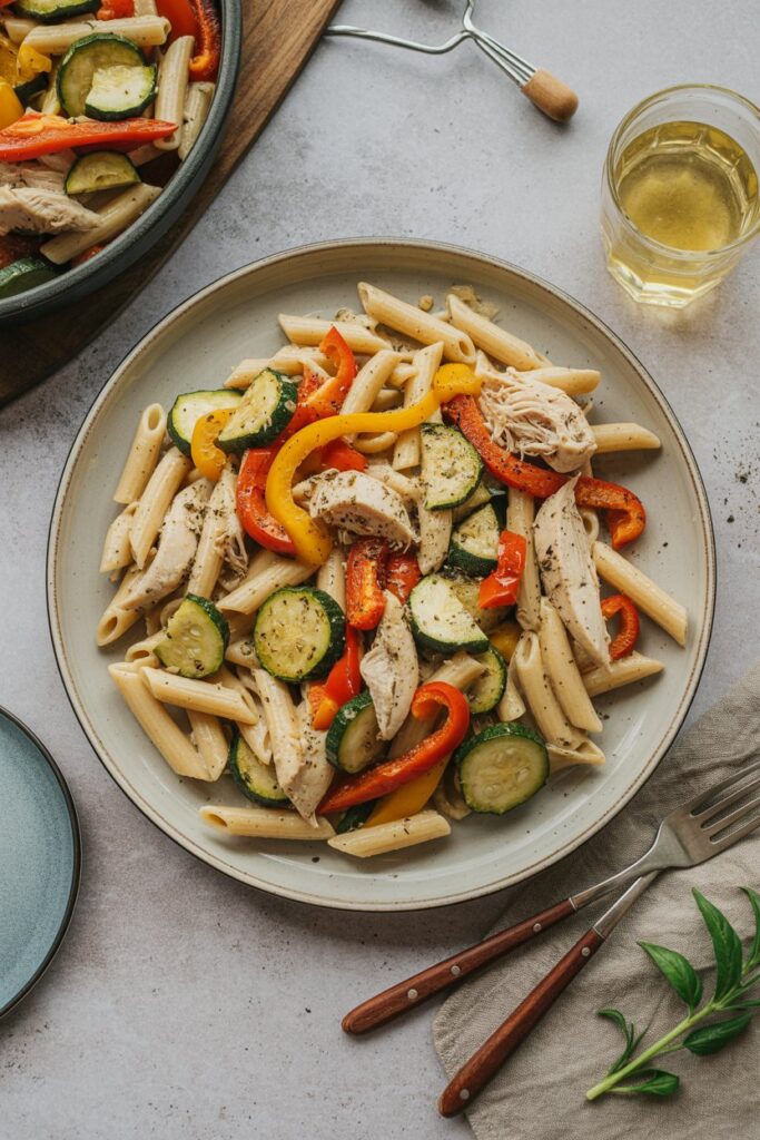 Chicken Pasta Salad with Roasted Veggies