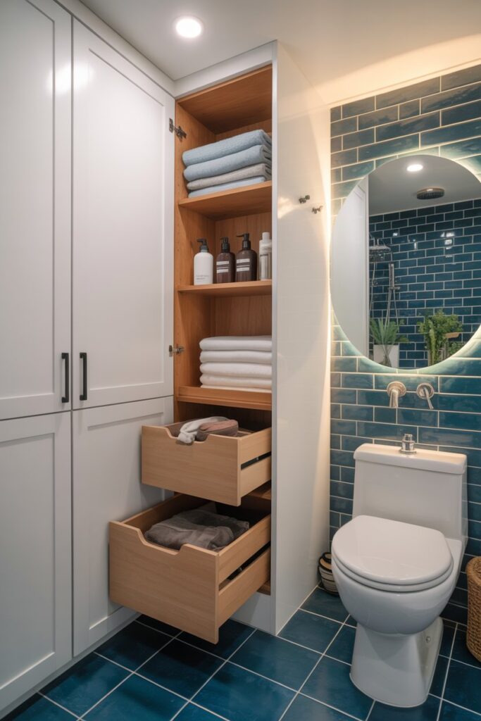 Corner Closet with Hidden Storage Drawers