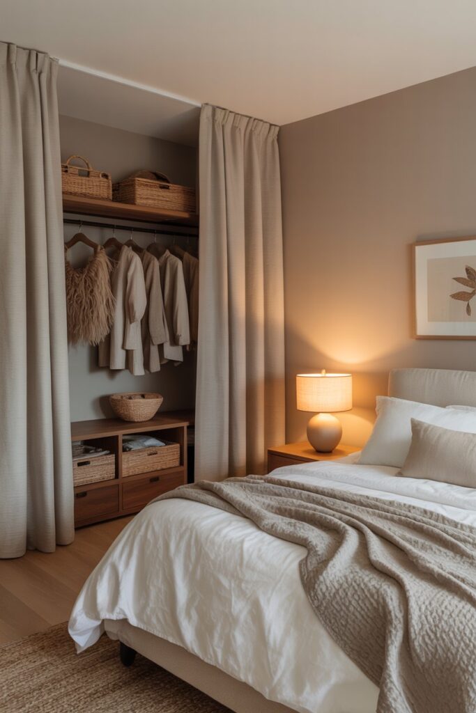 Corner Closet with Curtain Cover