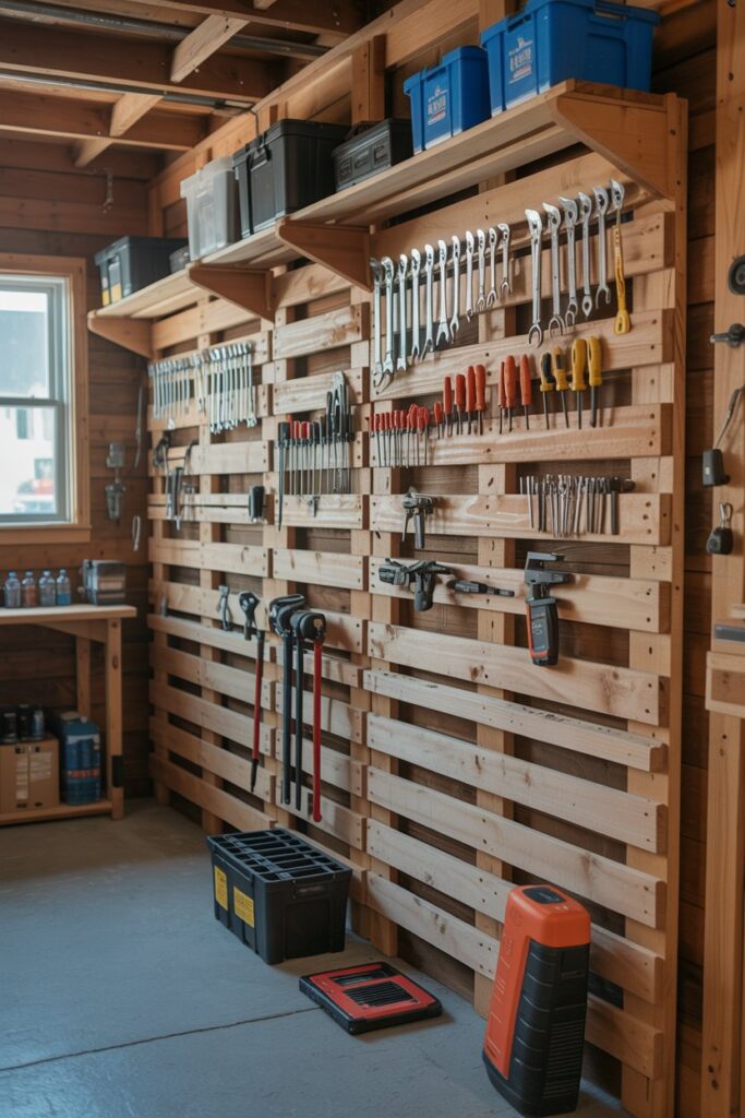 Vertical Pallet Tool Storage Wall