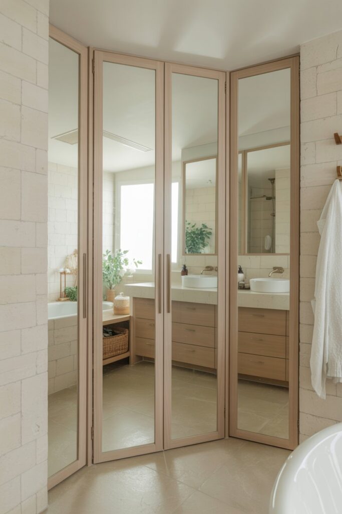 Corner Closet with Mirror Doors