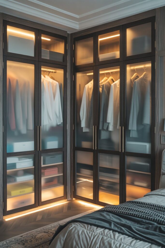 Glass Panel Corner Closet Doors