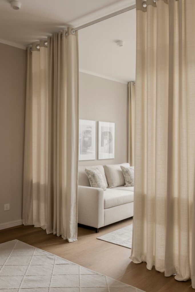 Hidden Door Behind Curtains