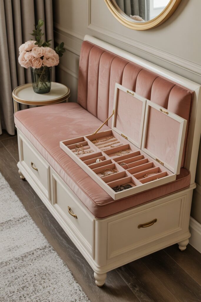 Hidden Jewelry Storage Bench