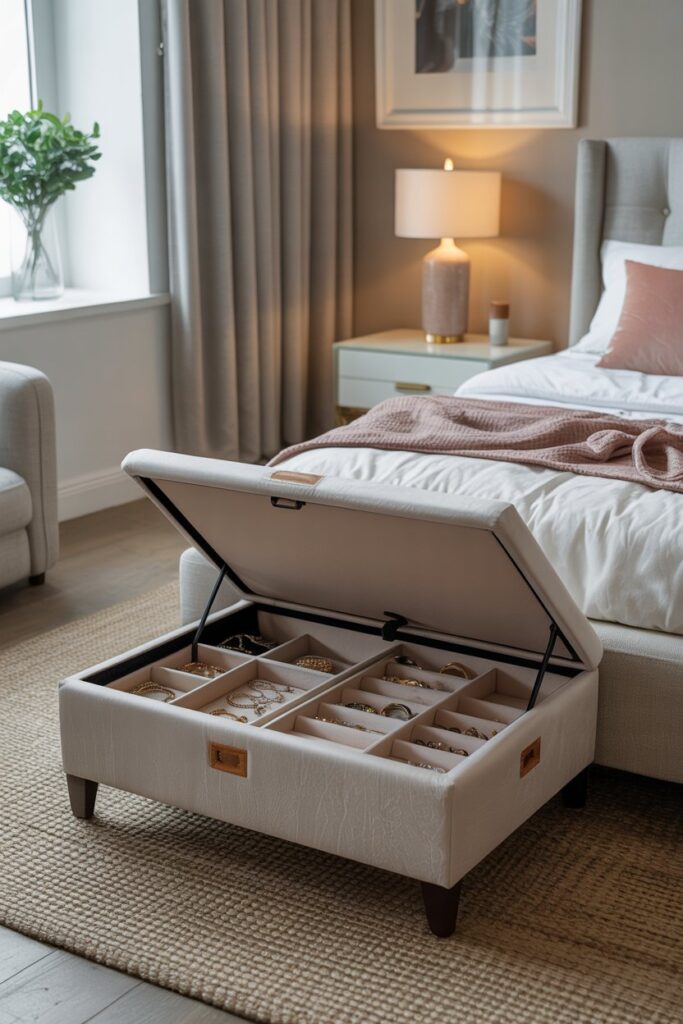 Hidden Jewelry Storage Ottoman