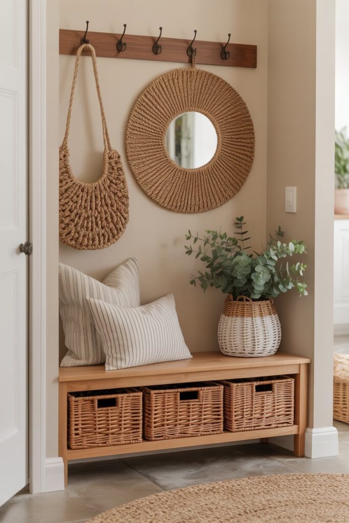 Hidden Basket Storage Bench
