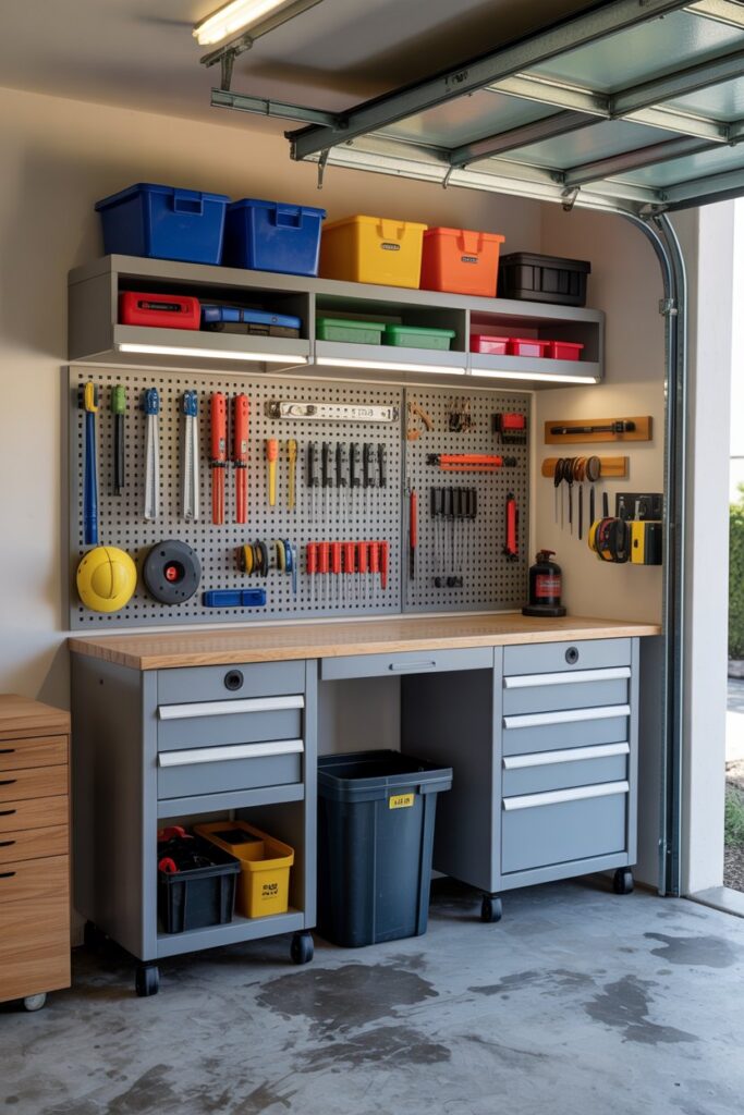 Fold-Down Workbench with Storage
