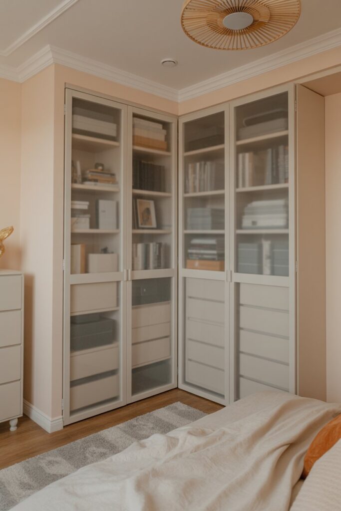 Frosted Acrylic Corner Closet Doors