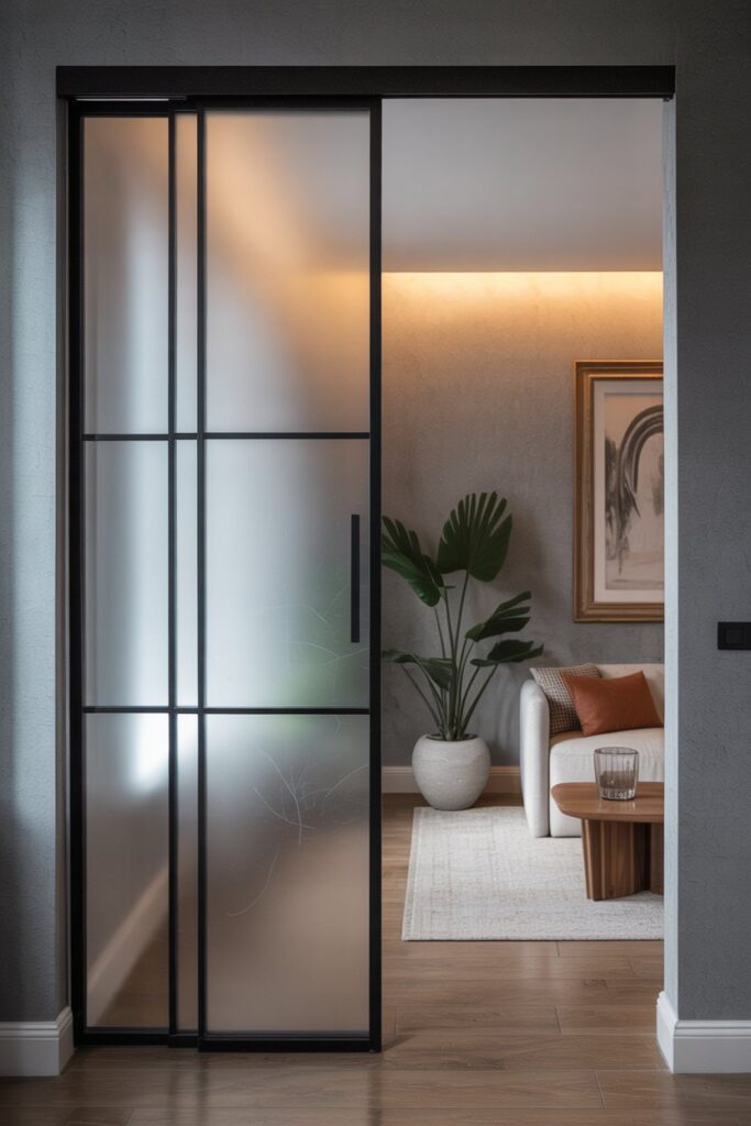 Frosted Glass Hidden Sliding Door