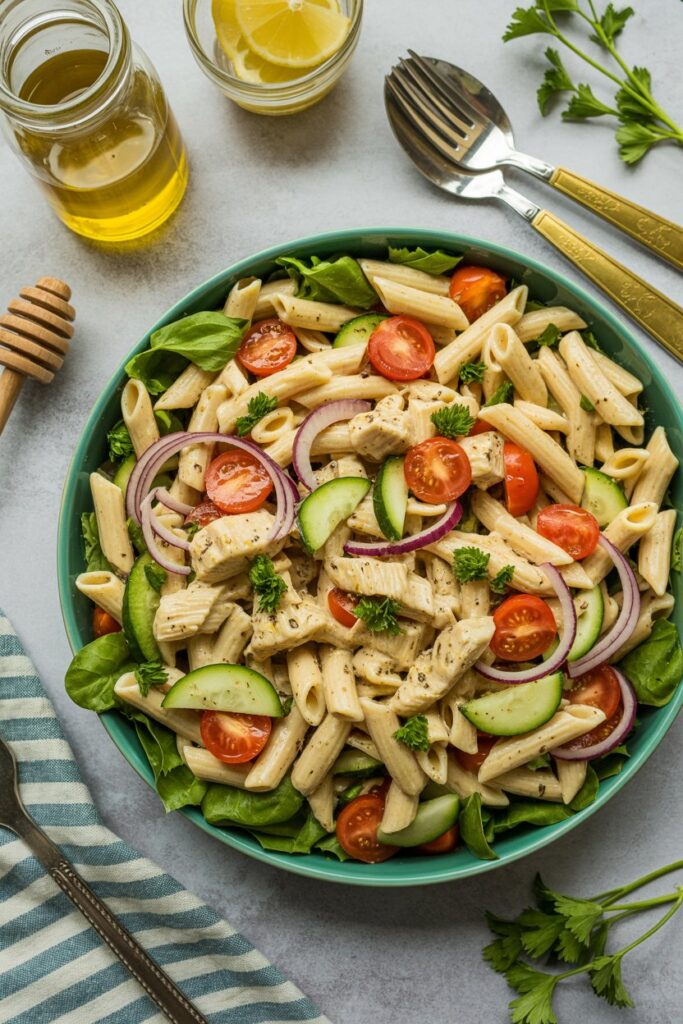 Honey Mustard Chicken Pasta Salad Dinner