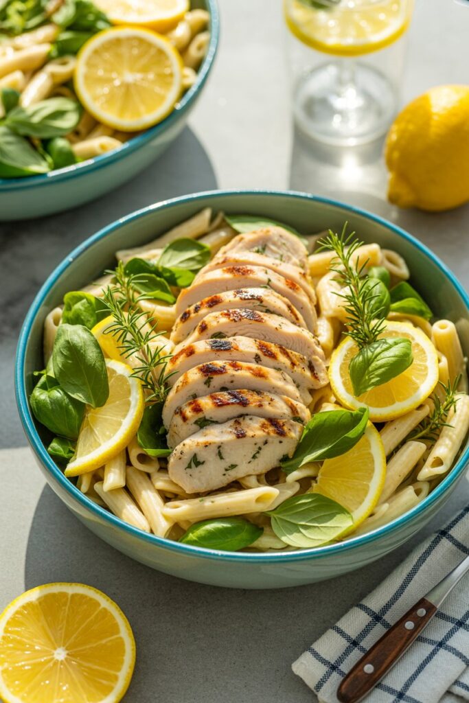 Lemon Chicken Cold Pasta Salad Bowl