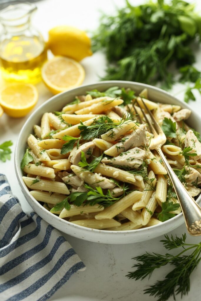 Lemon Herb Chicken Pasta Salad