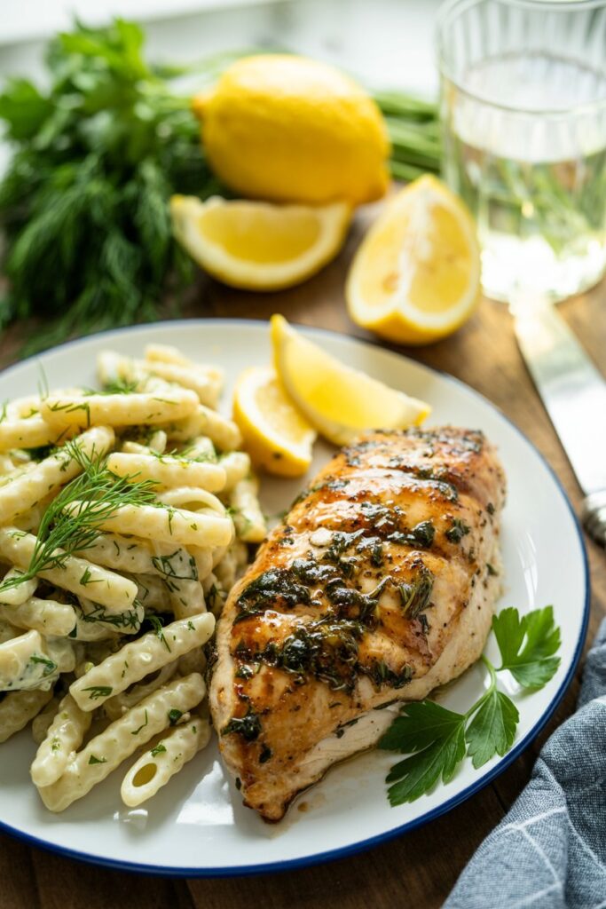 Lemon Herb Grilled Chicken Pasta Salad Dinner
