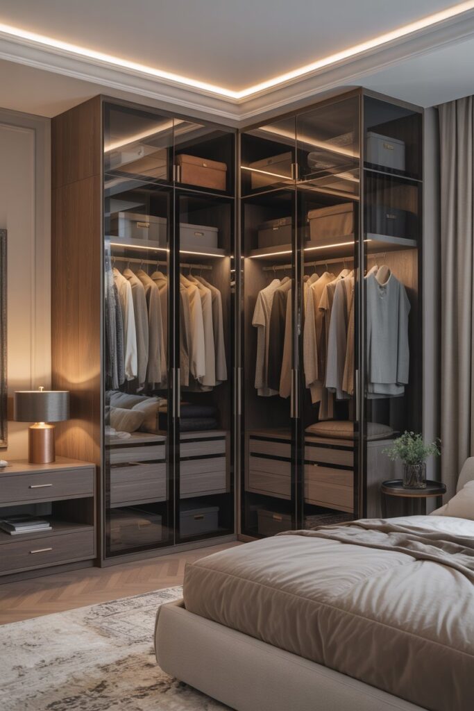 Glass Panel Corner Closet
