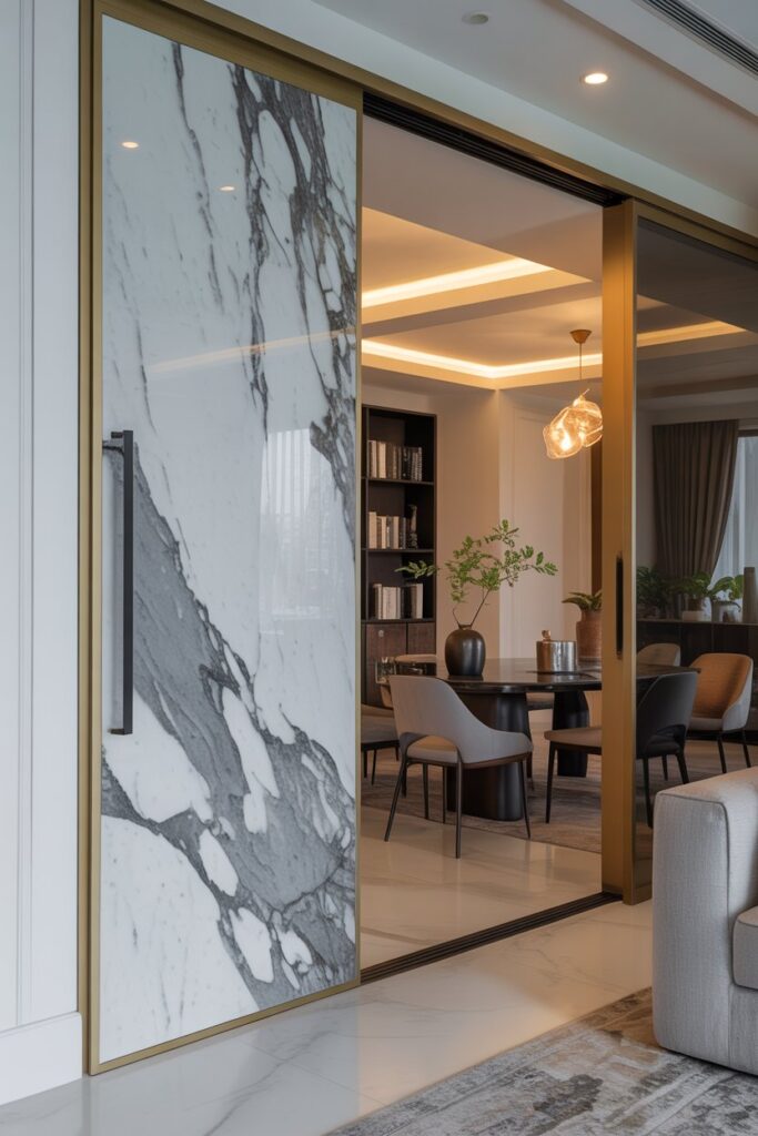Marble Finish Hidden Sliding Door