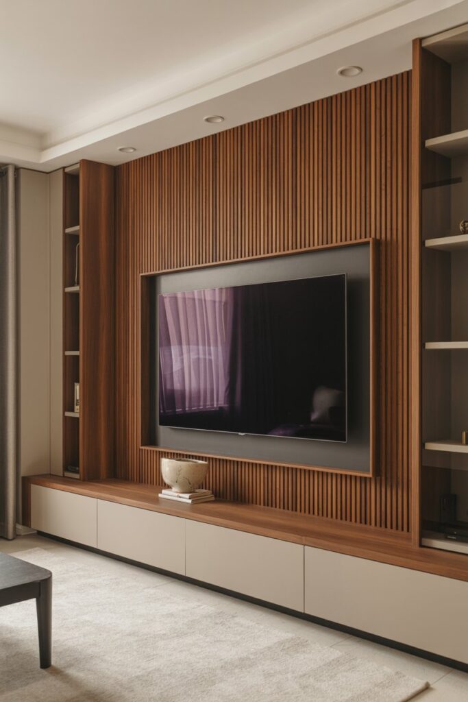 Hidden TV Wall with Sliding Panels