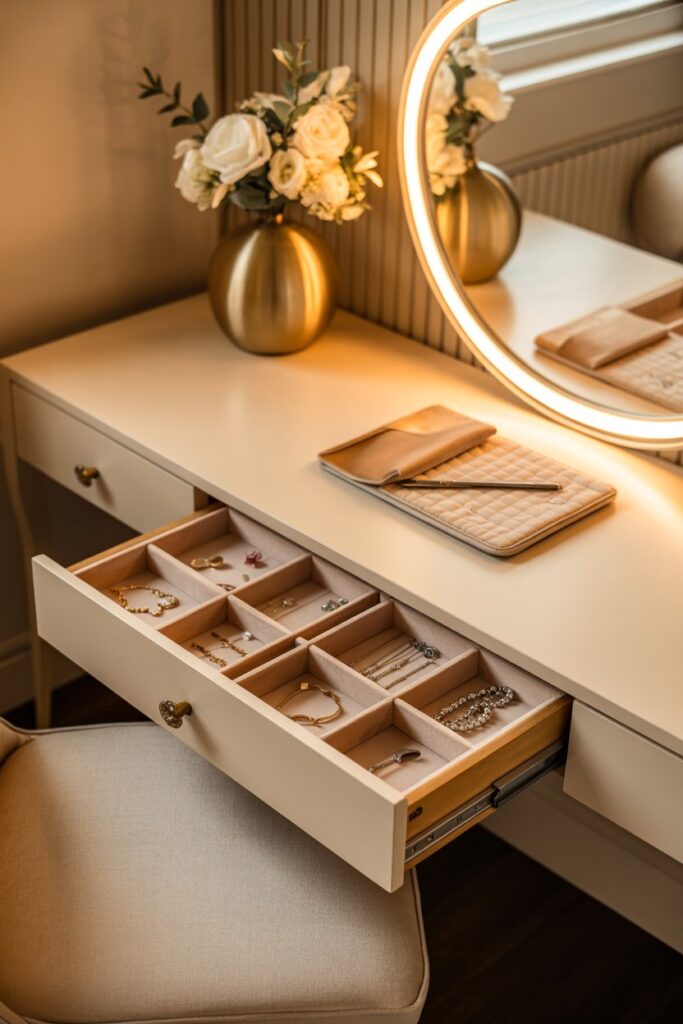 Hidden Jewelry Storage in Vanity Table