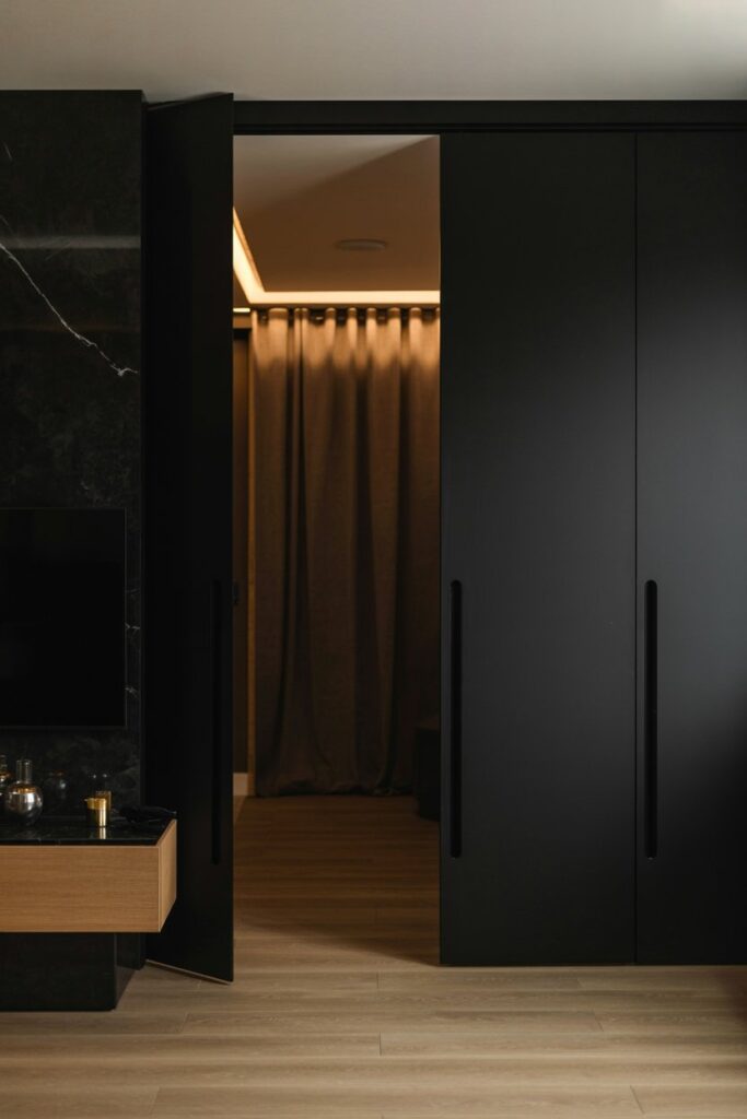 Black Minimal Sliding Wall Door