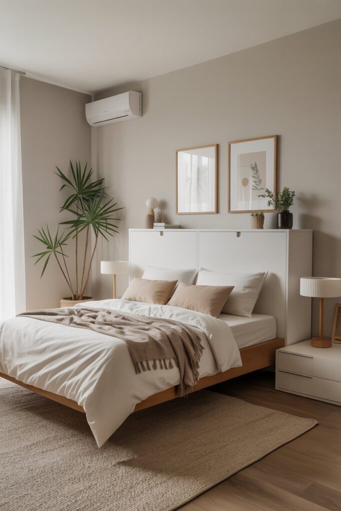 Minimal White Hidden Storage Headboard