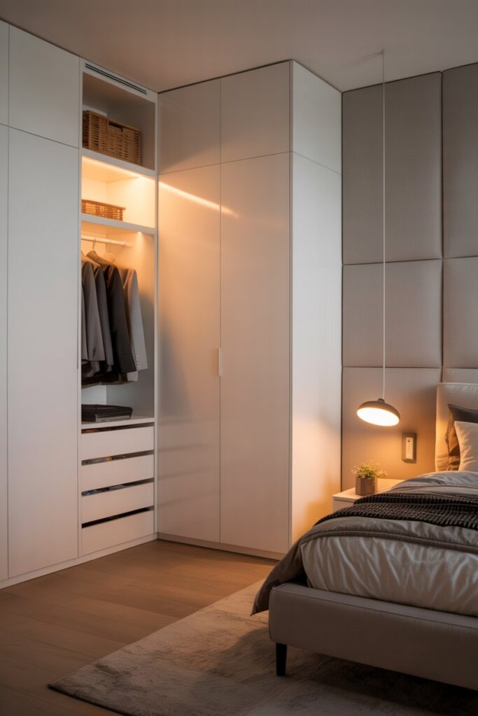 Minimal White Corner Closet