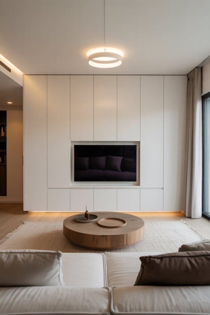Minimal White TV Wall Storage
