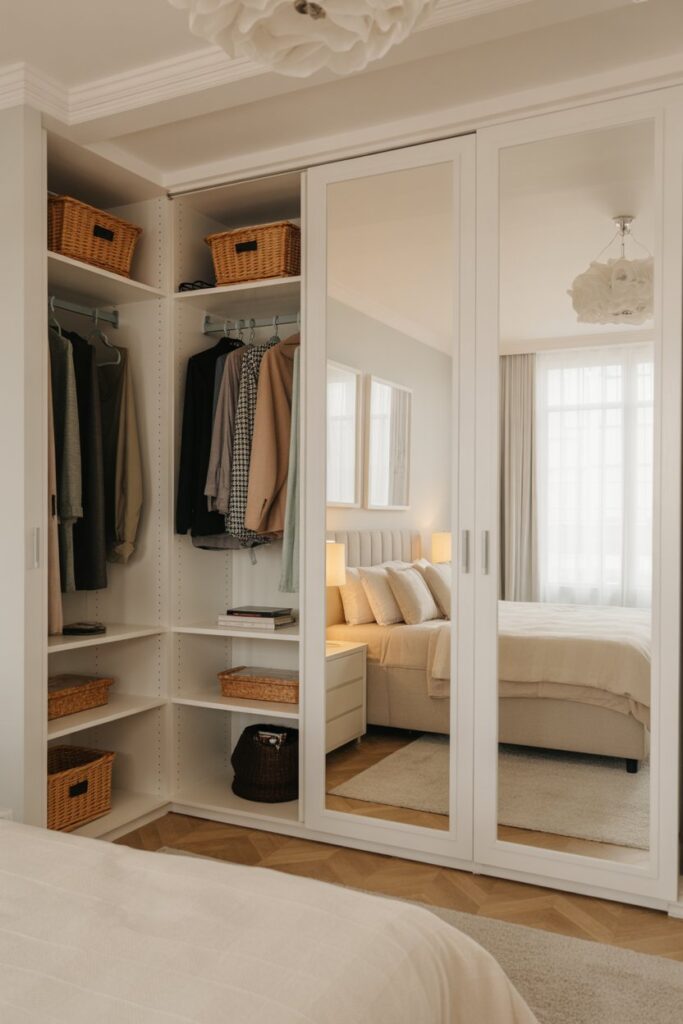  Corner Closet with Mirror Doors