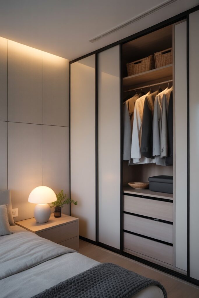 Built-In Corner Closet with Open Shelves