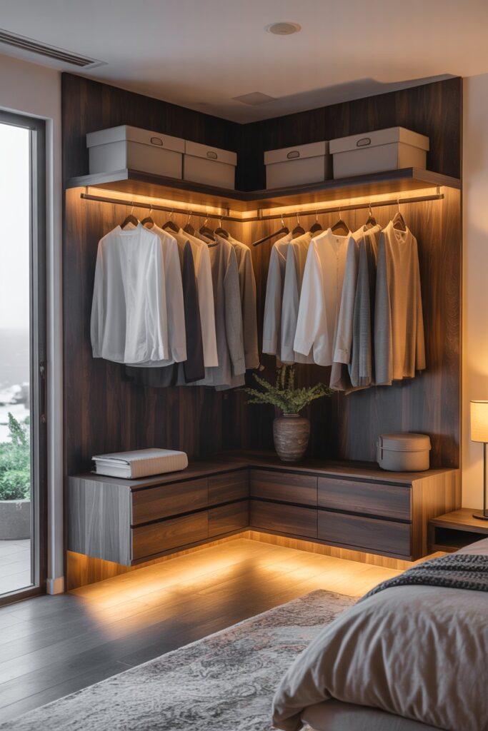 Floating Corner Closet Design