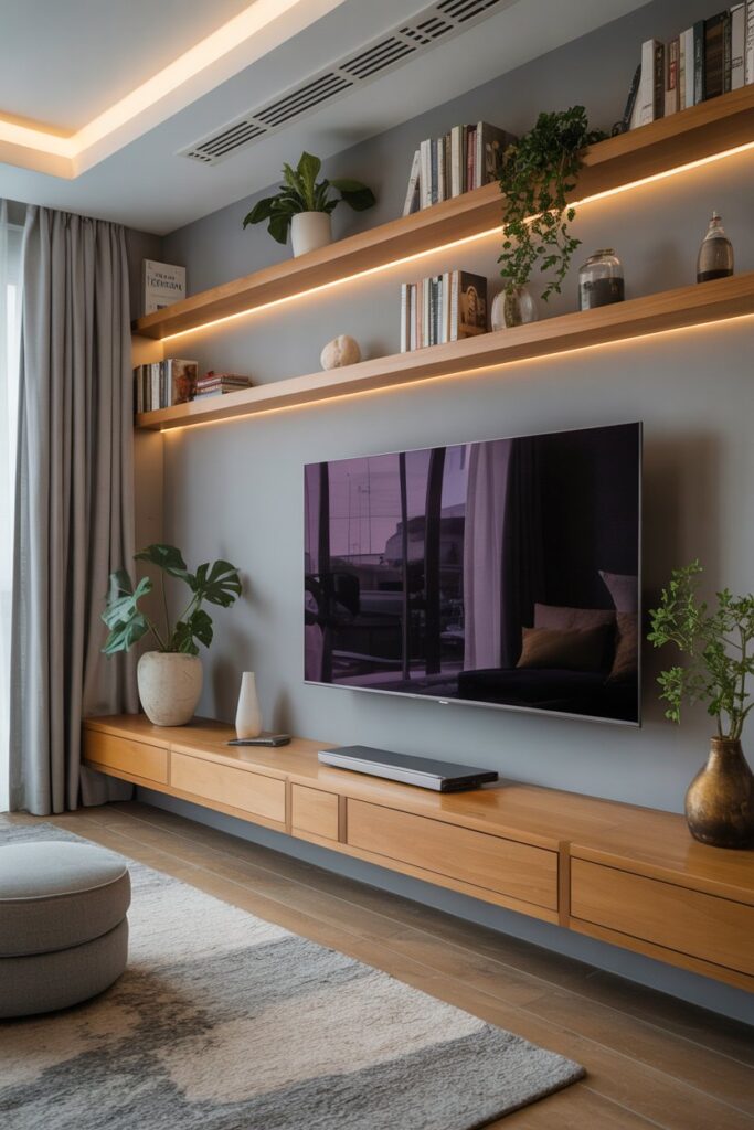 Floating Shelf TV Wall Design