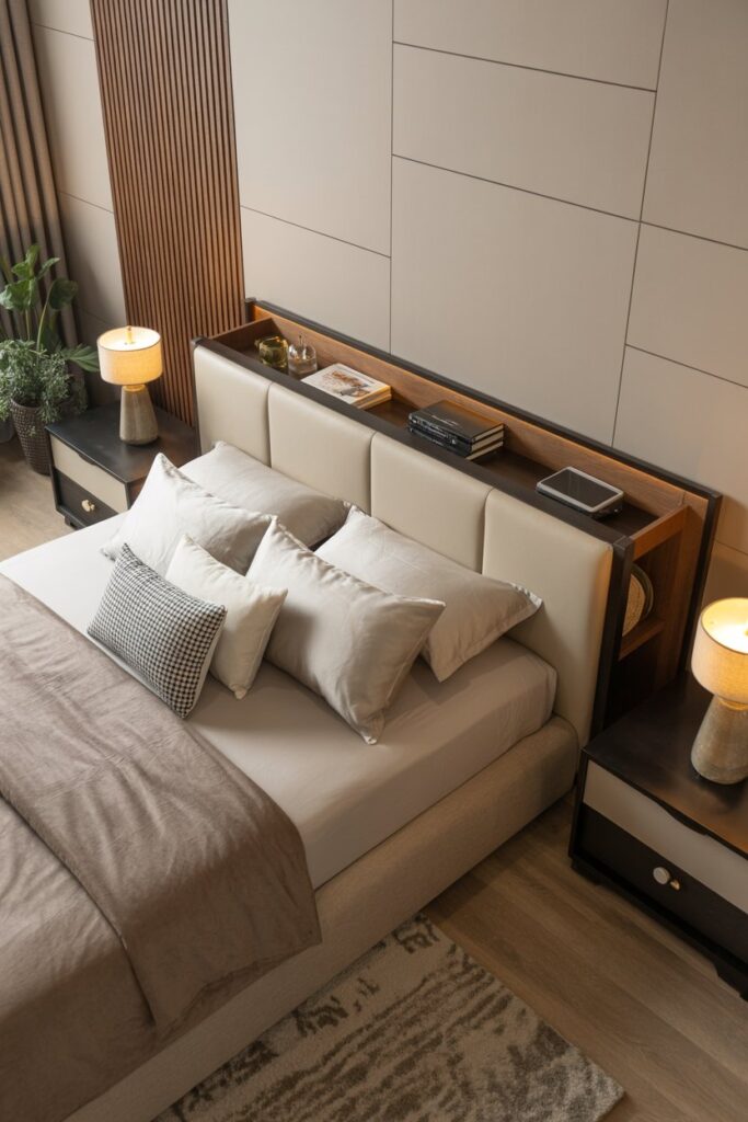 Headboard with Pull-Out Side Compartments