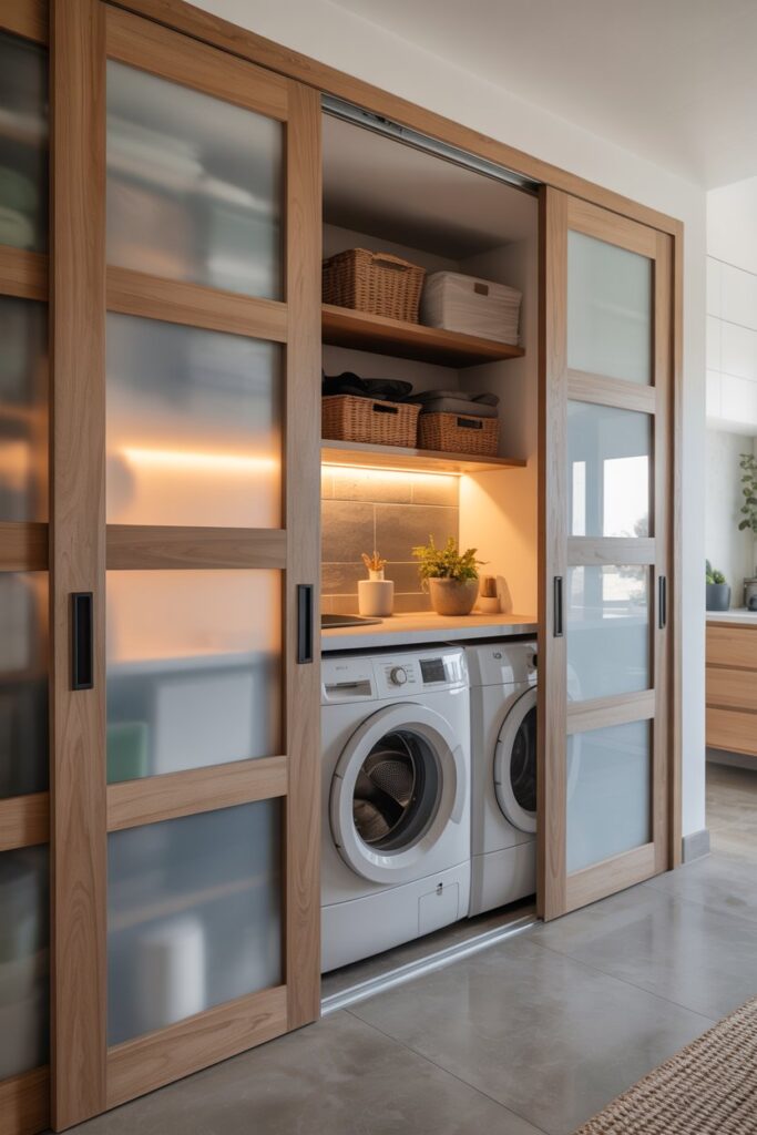 Hidden Storage Behind Sliding Doors