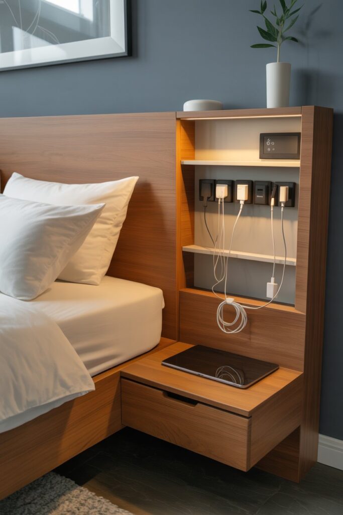 Headboard with Built-In Charging Station