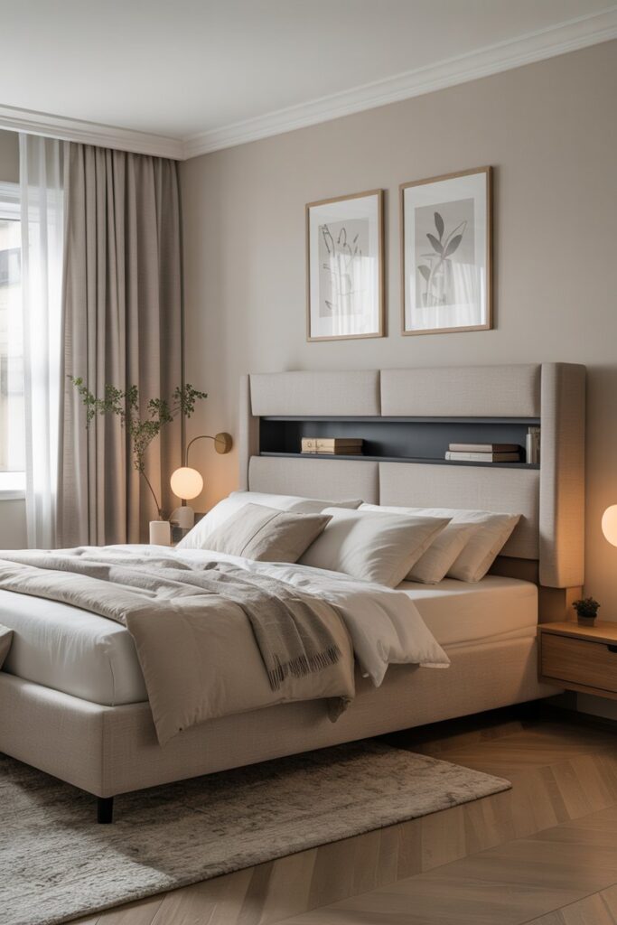 Lift-Up Cushion Hidden Storage Headboard