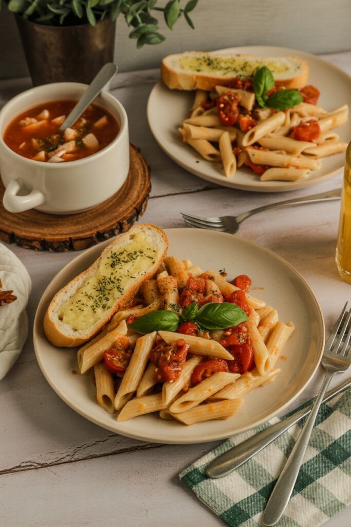 Pasta Salad with Garlic Bread & Soup