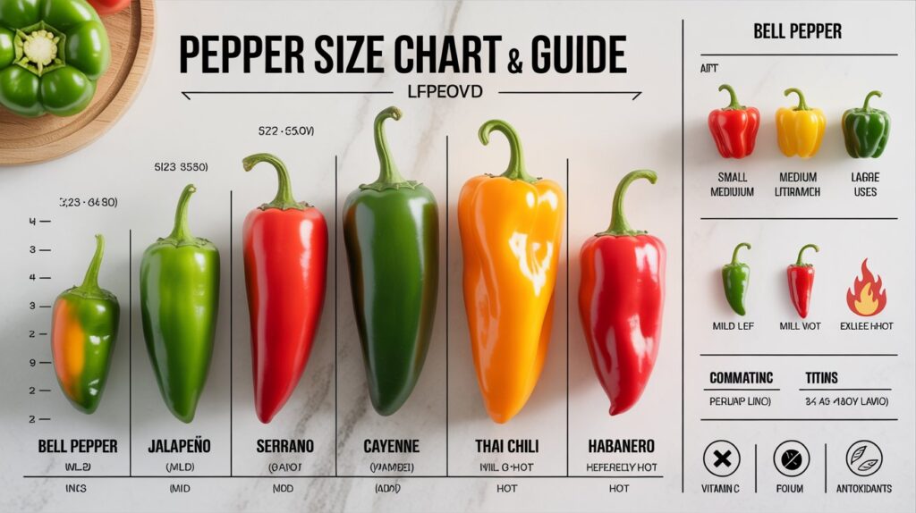 Pepper Size Chart: Guide to Portions, Types, and Uses