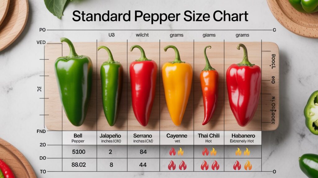 Standard Pepper Size Chart
