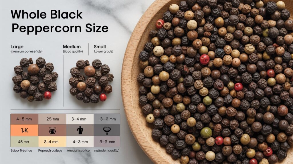 Whole Black Peppercorn Size