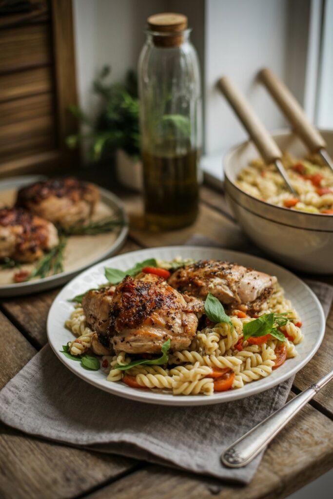  Pasta Salad with Roasted Chicken Thighs