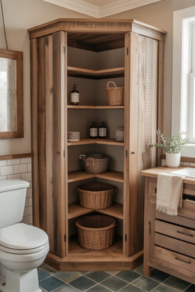 Rustic Wooden Corner Closet