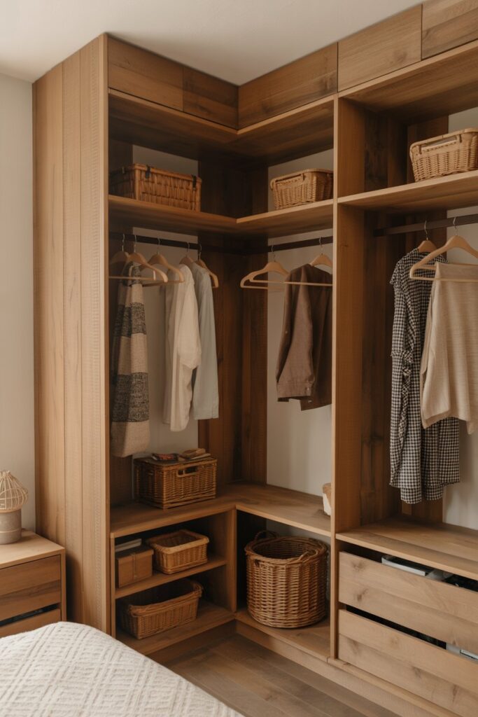 Rustic Wooden Corner Closet