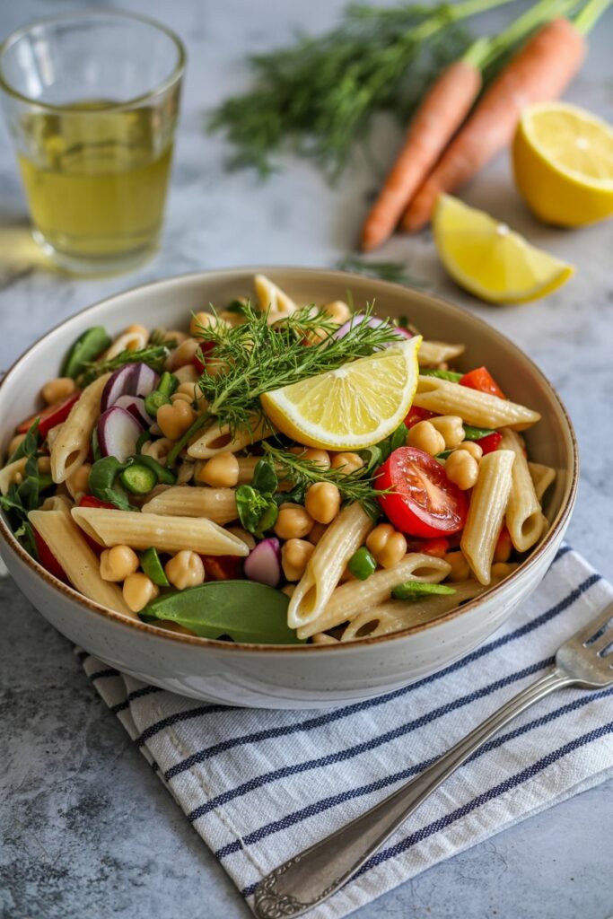 Vegan Chickpea Pasta Salad Dinner