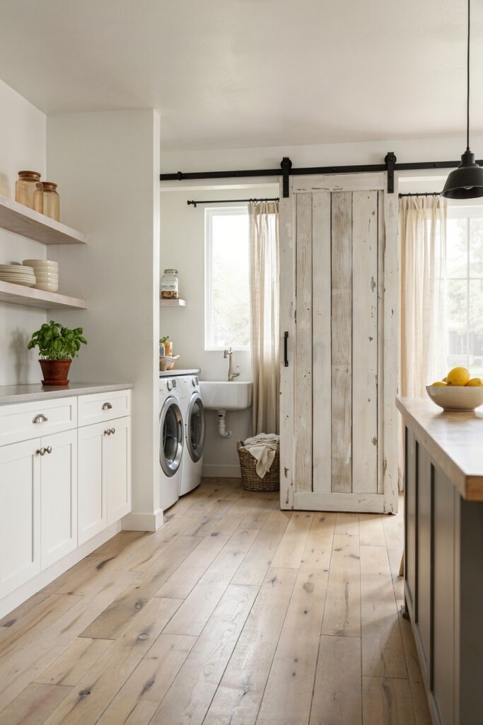 Sliding Door Laundry Kitchen Area
