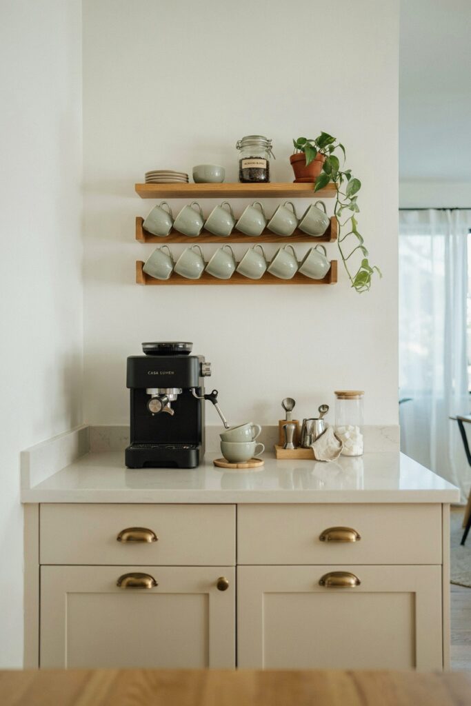 Coffee Bar with Open Mug Display
