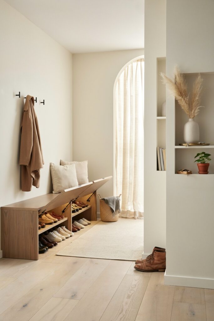 Hidden Storage Wall Bench