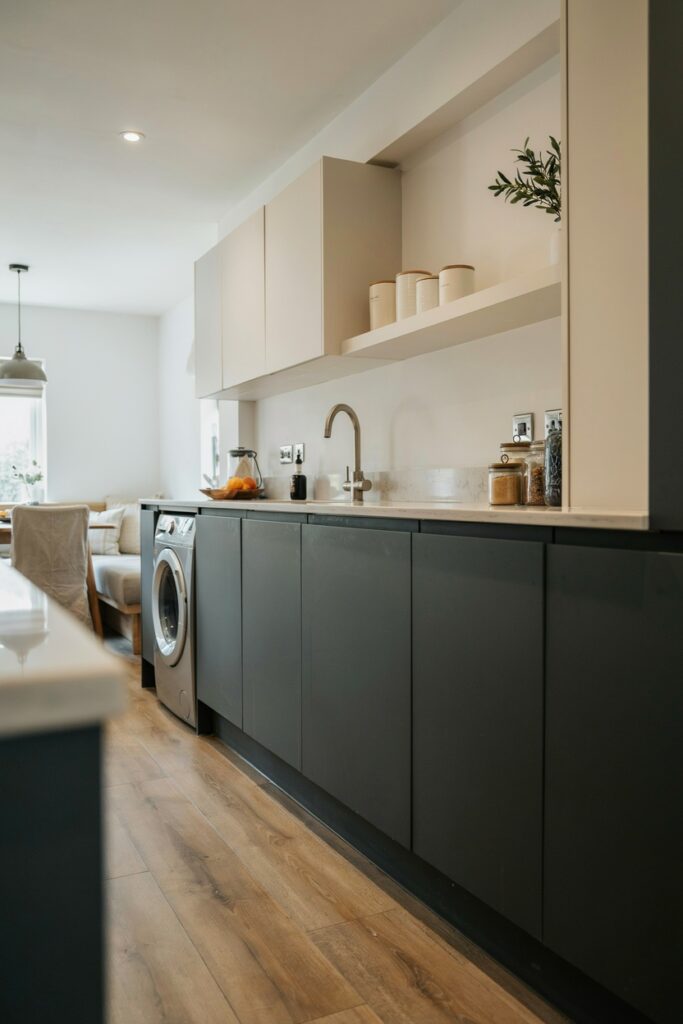 Two-Tone Kitchen with Hidden Washer