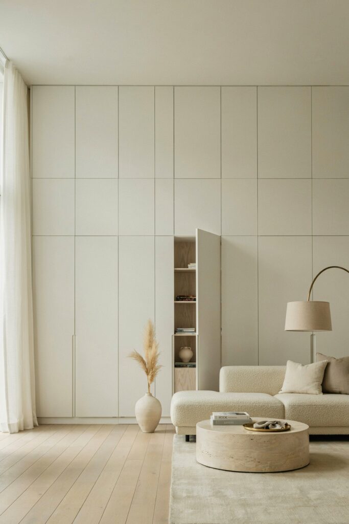 Wall Panel Storage with Push Doors