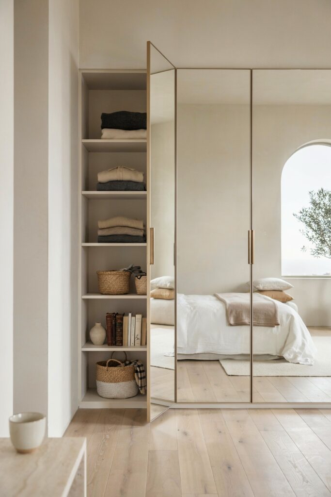 Mirror Wall with Hidden Storage