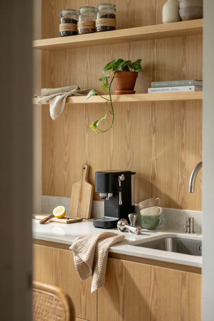 Coffee Bar with Glass Cabinets
